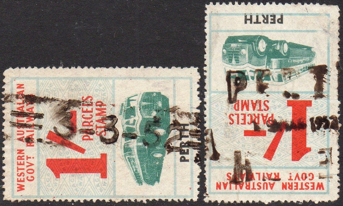 Western Australia Railway Parcels Stamps Early Third Series cancellations Perth